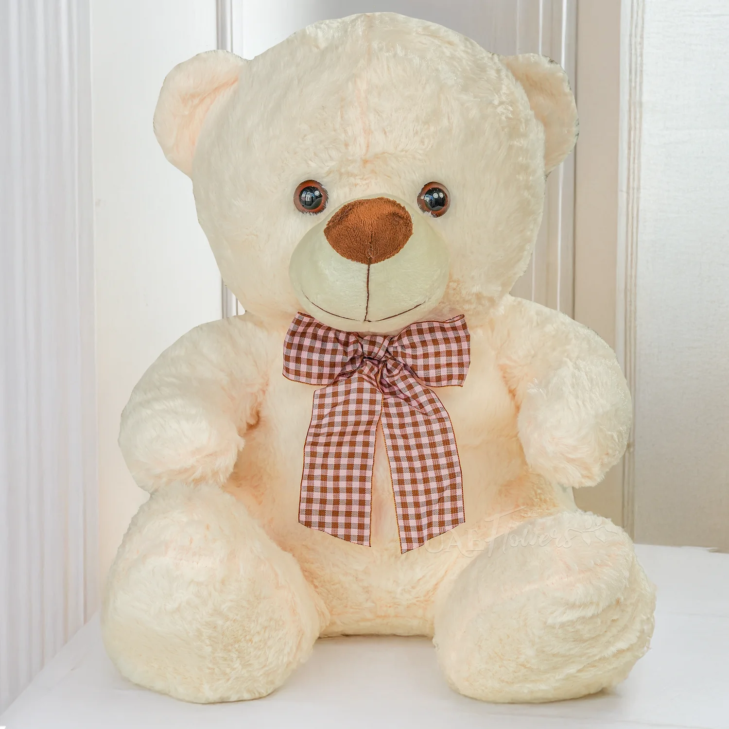 Bouquet of 3 Red roses and 3 White roses with green fillers in nice wrapping with a small teddy bear and HAPPY BIRTHDAY foil balloon.