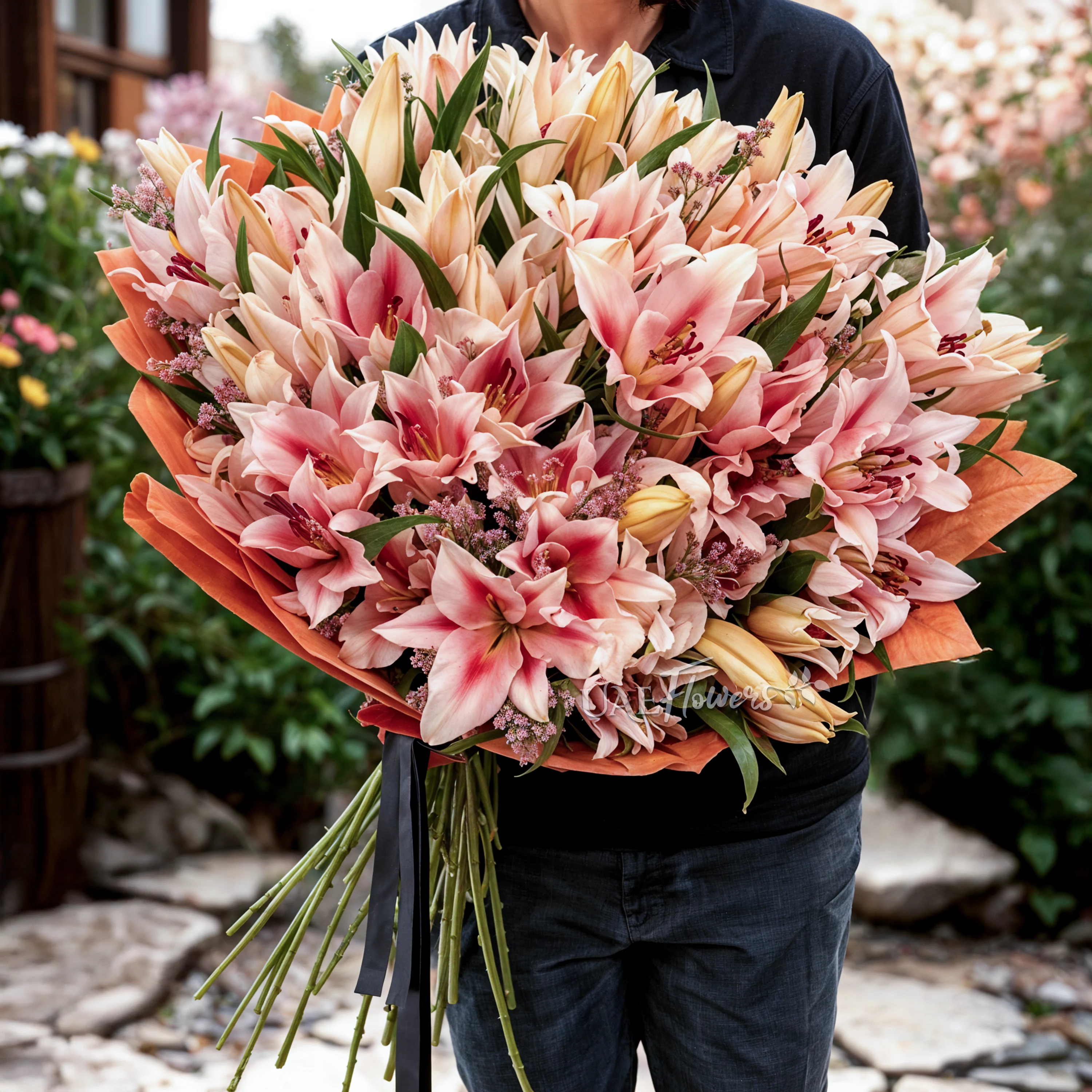 Bouquet of 30 pink lilies