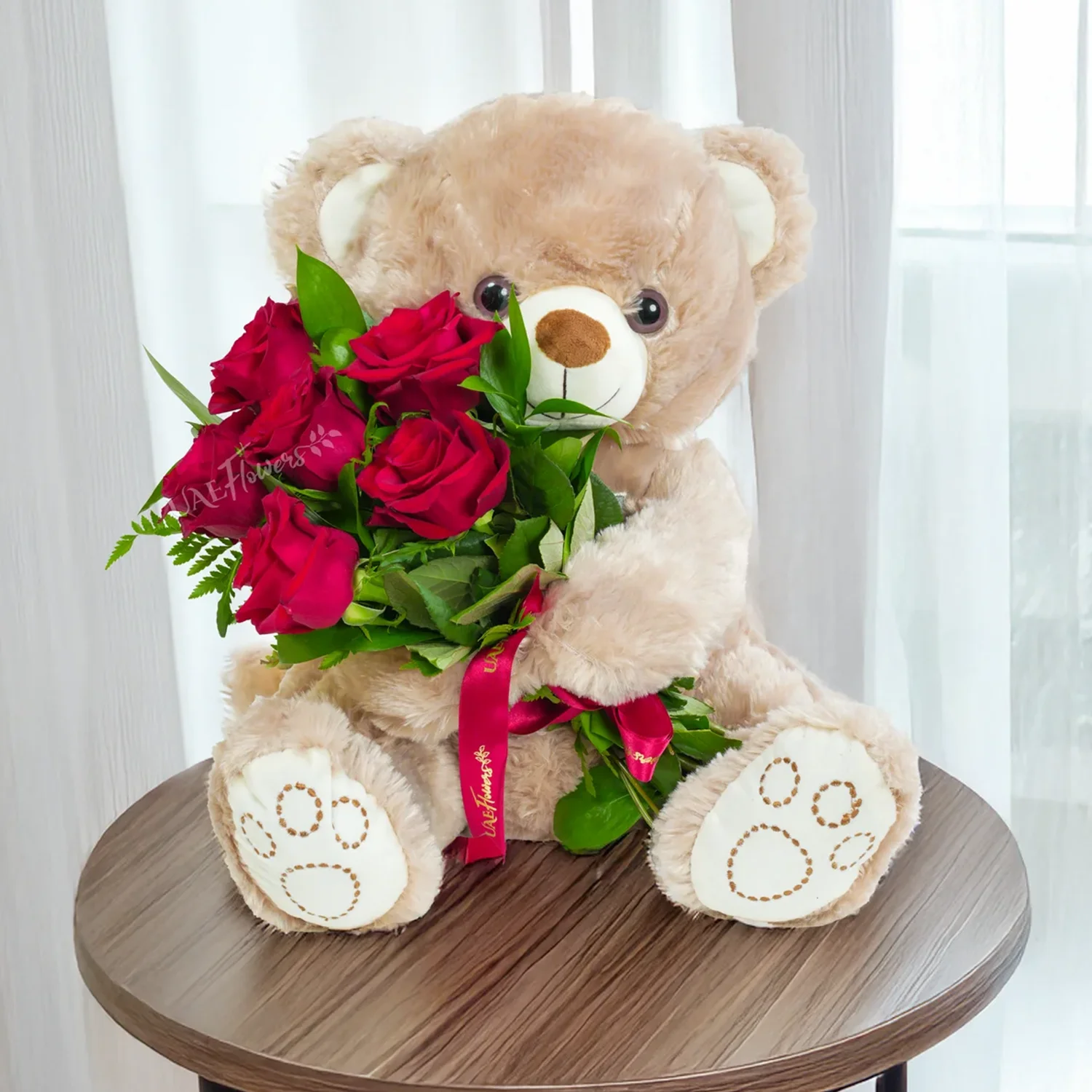 Bouquet of 12 Red Roses with Small teddy bear