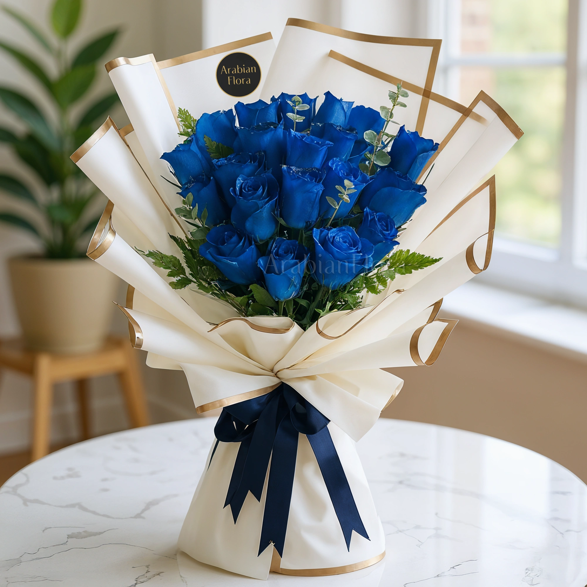Bouquet, sprayed blue roses