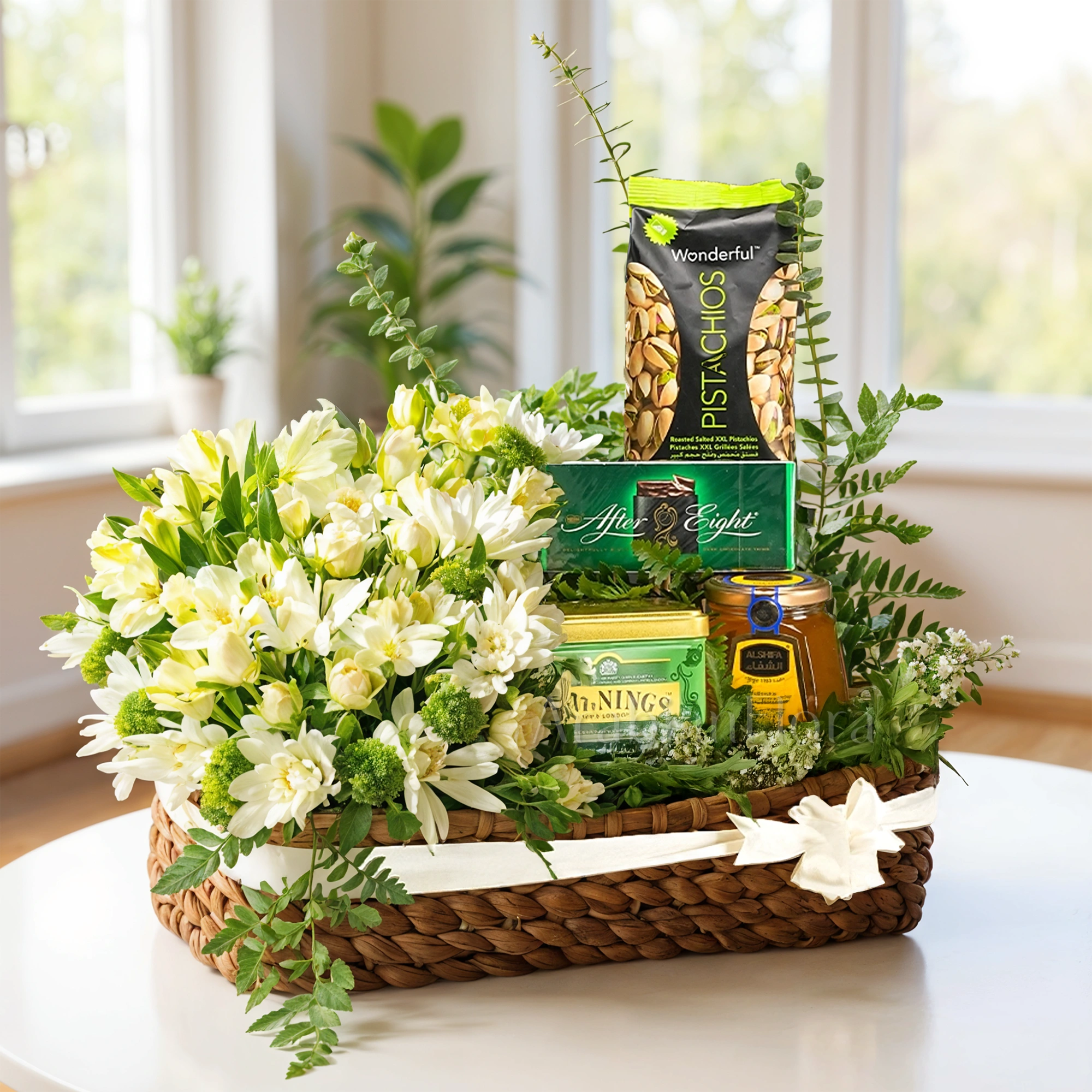 Gift Basket with Treats & Flowers