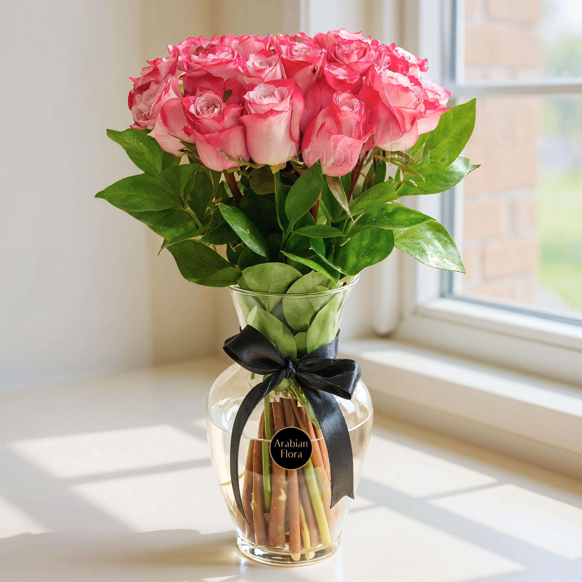 Vase arrangement of 20 purple roses