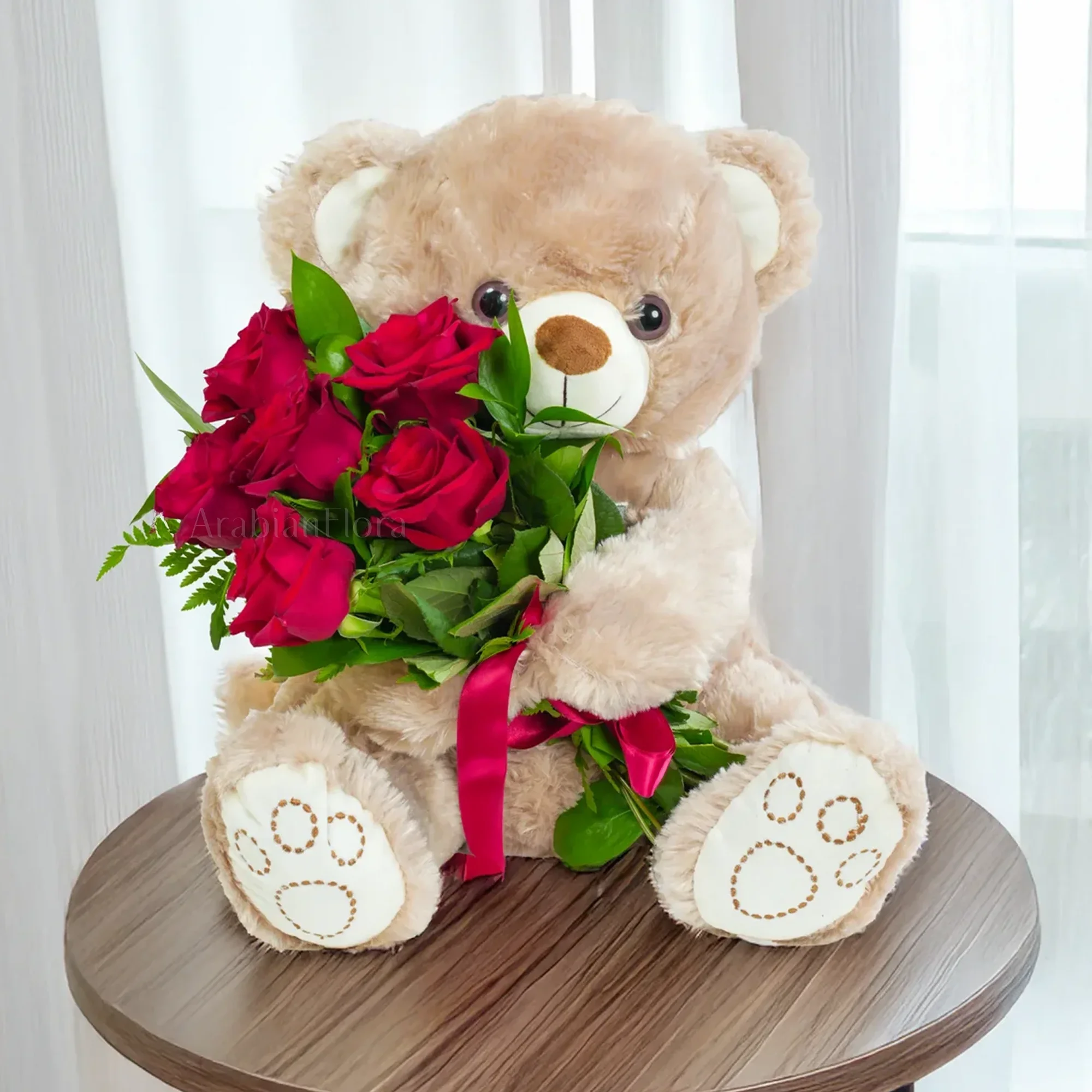 Bouquet of 12 Red Roses with Small teddy bear