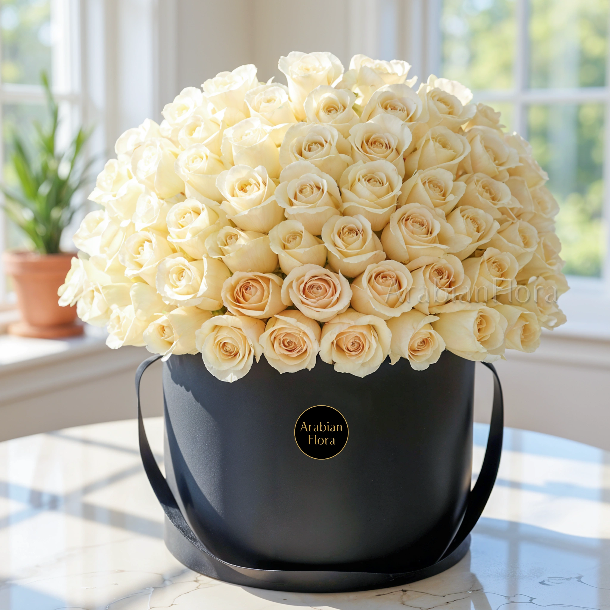 Box arrangement of 40 White Roses