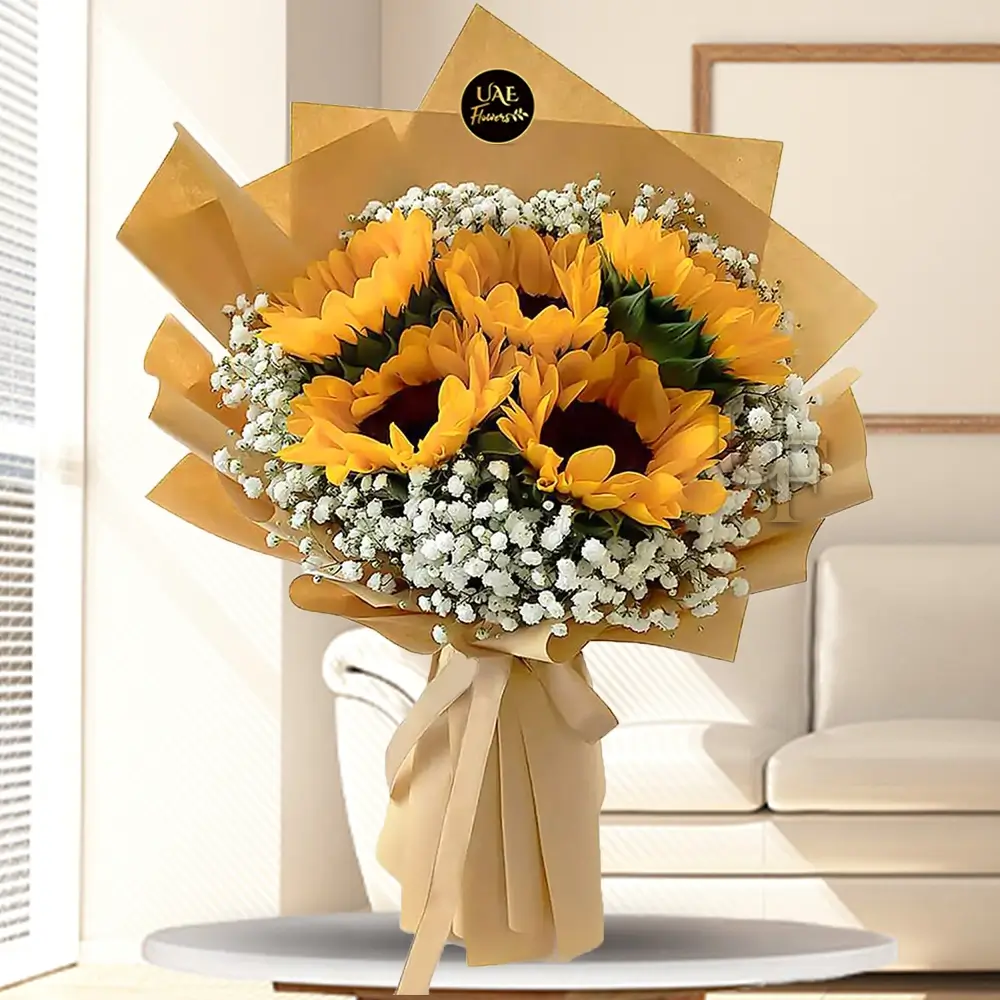 Bouquet of 5 Sunflowers fillers in nice wrapping