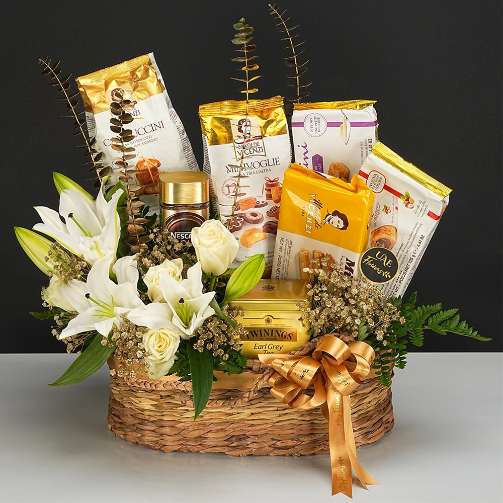 White Lilies & Roses Gourmet Gift