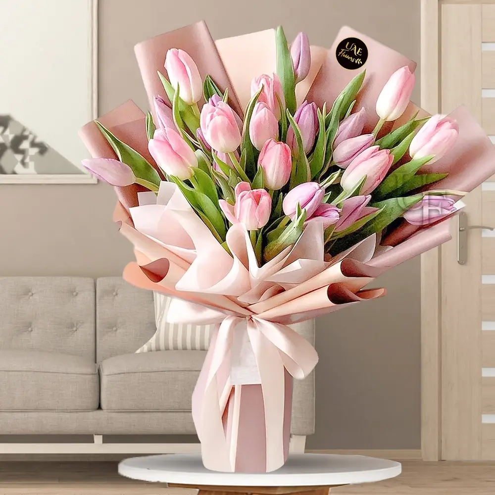 20 Pink Tulips in a nice wrapping