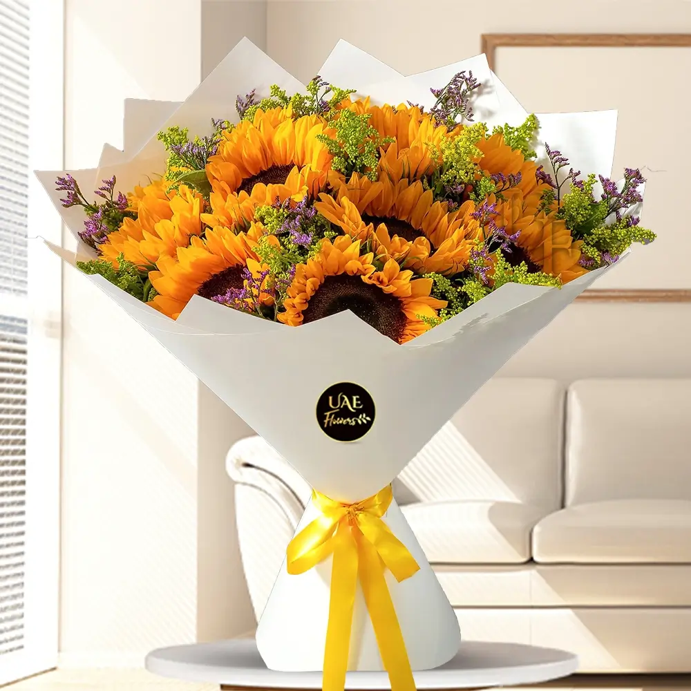 Bouquet of 10 Sunflowers in a nice wrapping