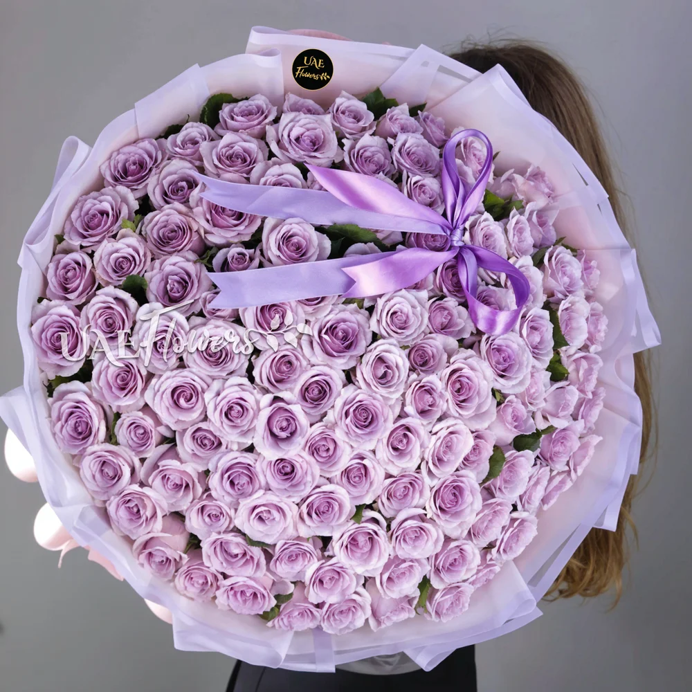 100 Purple Rose Bunch in nice wrapping