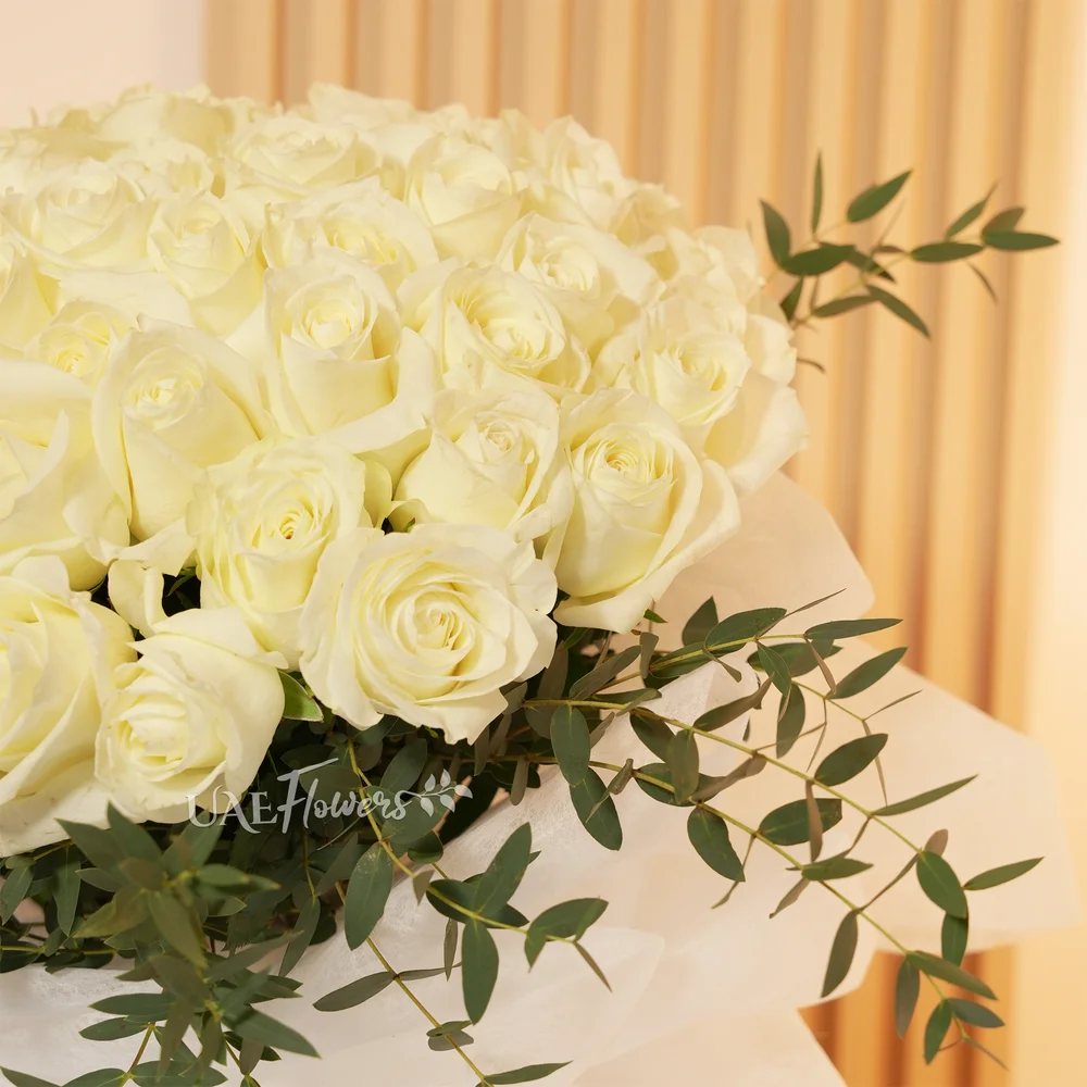 Bouquet of 40 White Roses with nice wrapping