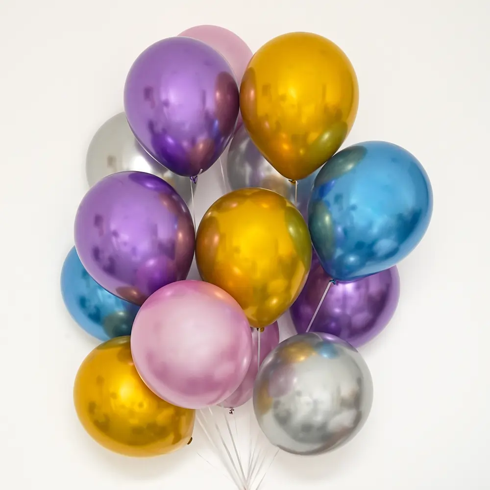 10 Pcs Mixed Color Chrome Latex Balloons