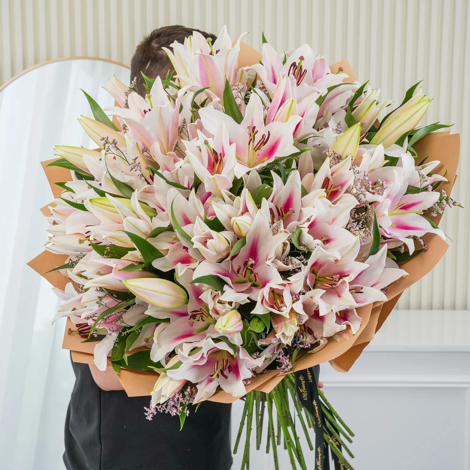 Bouquet of 30 pink lilies