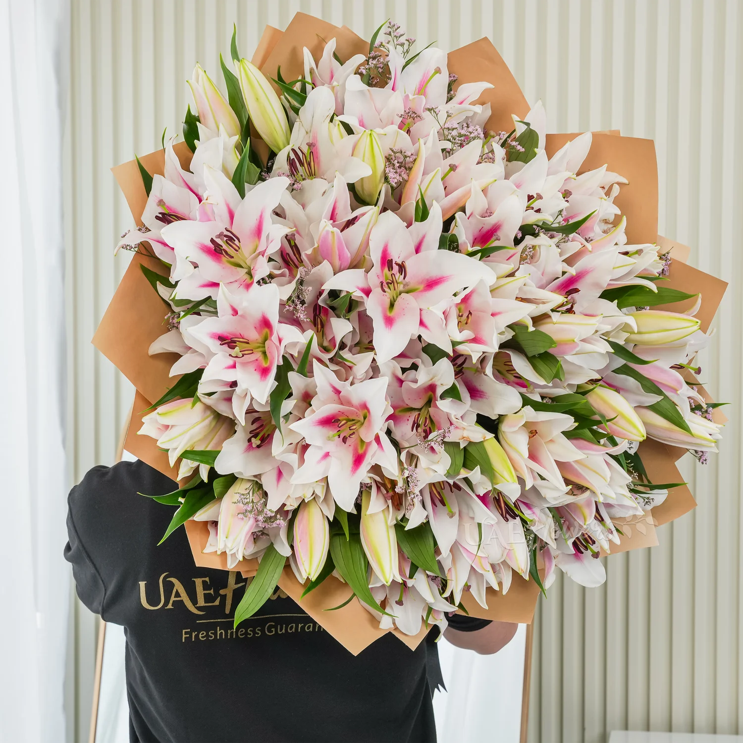 Bouquet of 30 pink lilies